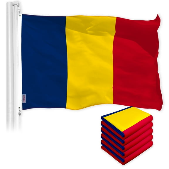 G128 – 5 Pack: Chad (Chadian) Flag | 3x5 feet | Printed 150D – Indoor/Outdoor, Vibrant Colors, Brass Grommets, Quality Polyester, Much Thicker More Durable Than 100D 75D Polyester