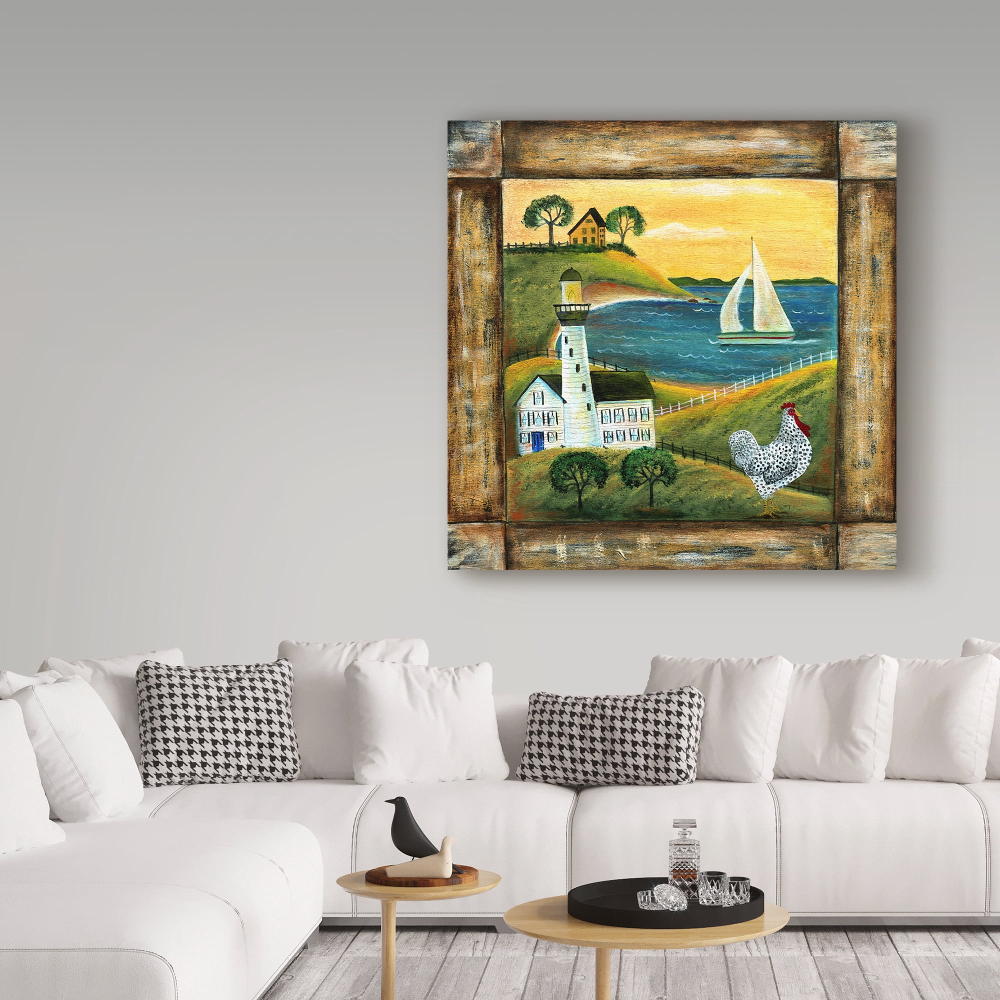 Trademark Fine Art 'Peace On Earth Country Chicken Rooster Square' Canvas Art by Cheryl Bartley