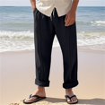 thumbnail image 2 of Men’s Loose Straight Cotton Linen Pants Breathable Summer Casual Bottoms, 2 of 9