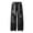 Black, variant on Distressed Denim Jeans for Men Faded with Patchwork Hem and Knee Casual Streetwear Black L