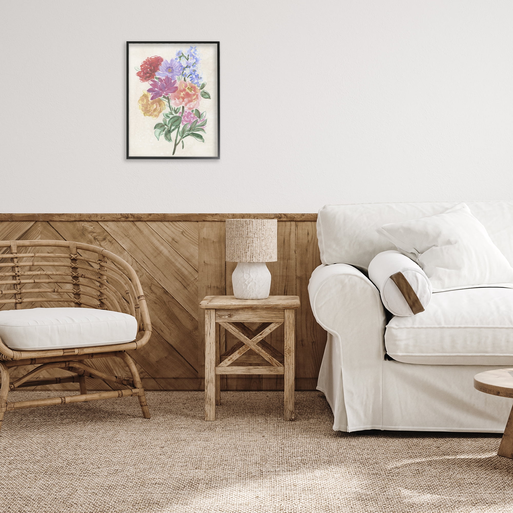 Stupell Industries Blooms On Parchment Black Framed Giclee Art, design by June Erica Vess