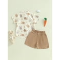 thumbnail image 6 of Toddler Baby Kids Boy Easter Shorts Clothing Set 12 18 24 Months 2T 3T 4T 5T Bunny Carrot Print Short Sleeve Button-up Shirt Elastic Waistband Pockets Shorts Outfits, 6 of 9