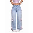 thumbnail image 3 of Baggy Jeans for 2026 Woman Tie Jeans High Waist Wide Leg Loose Pants Casual Streetwear Light Blue L, 3 of 9