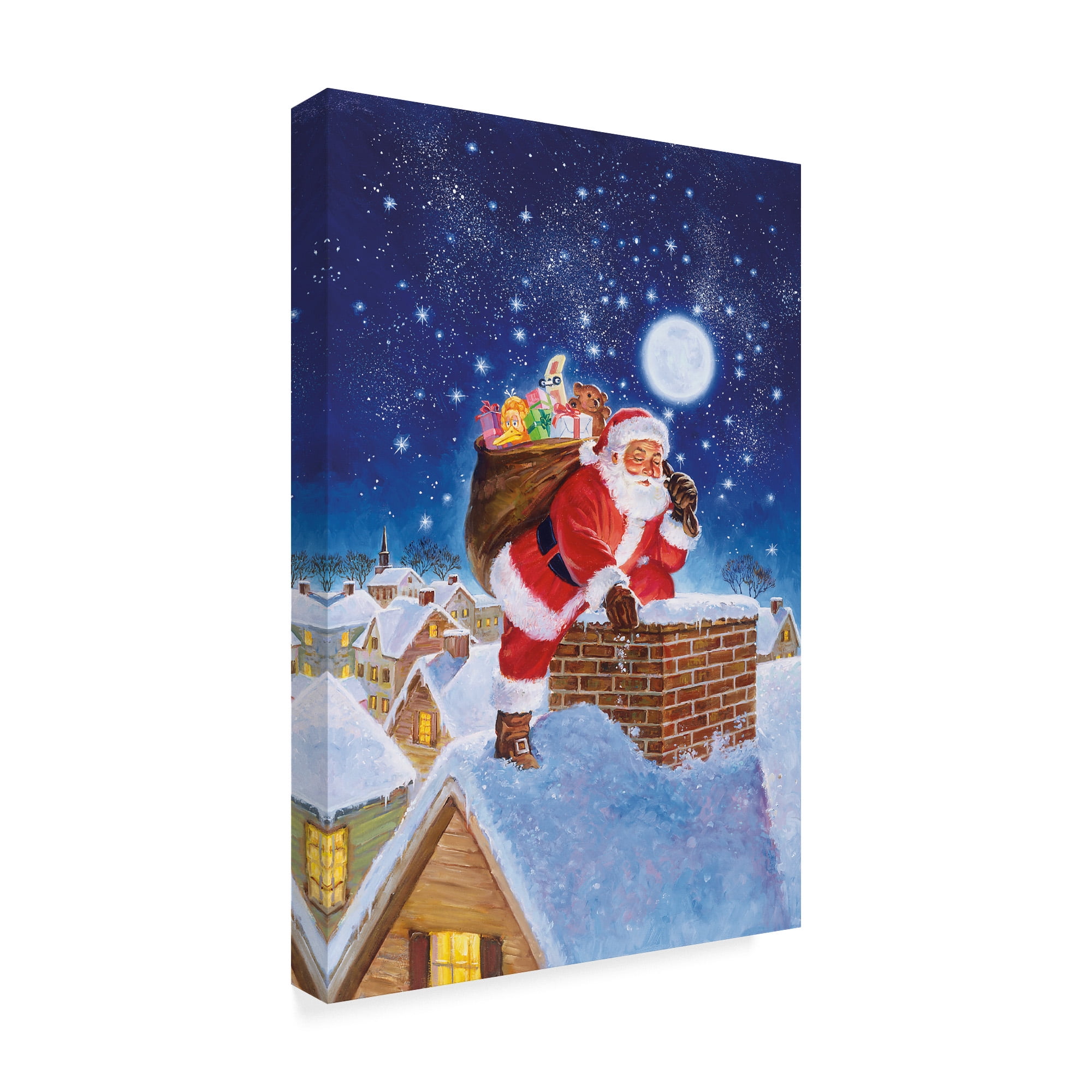 Trademark Fine Art 'Santa On Rooftop' Canvas Art by Hal Frenck