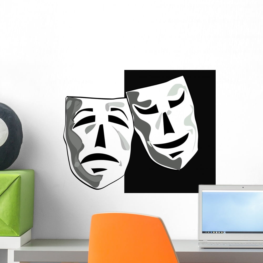 Vector Illustration Theater Masks Wall Mural by Wallmonkeys Peel and