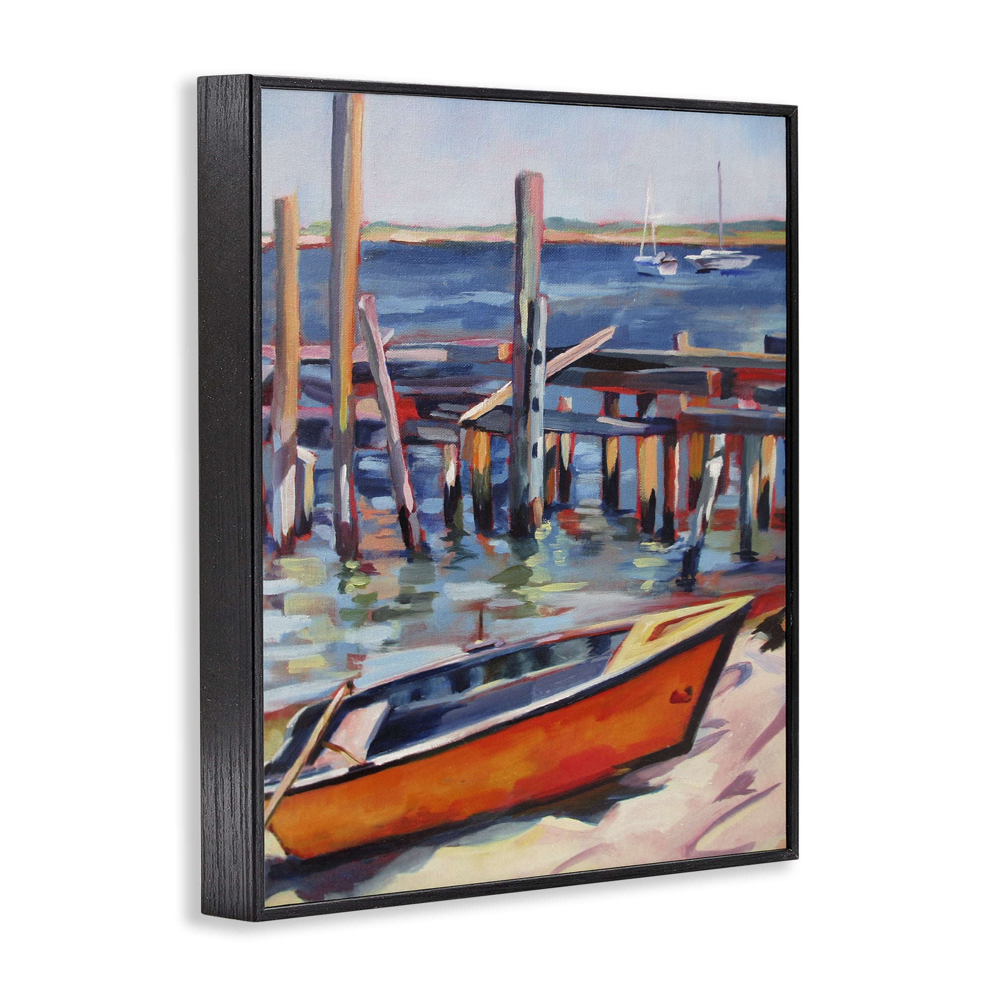 Stupell Industries Provincetown Harbor Boat Black Framed Giclee Art, design by Maxine Shore