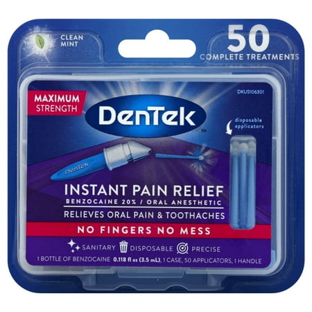 DenTek Instant Oral Pain Relief Maximum Strength Kit for Toothaches | 50 (Best Over The Counter Tooth Pain Reliever)