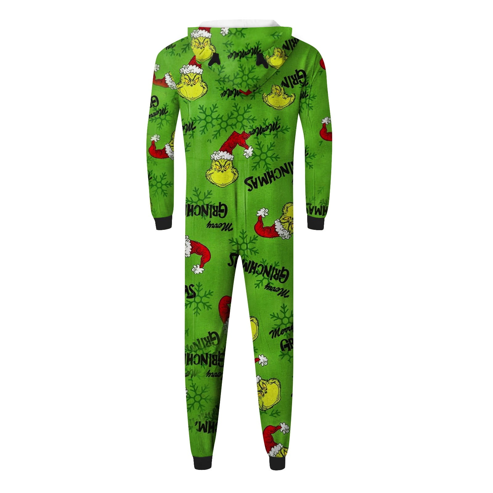 Guvpev Grinch Family Christmas Pajamas Matching Onesies Sets Elk Antler Hooded Christmas Grinch Romper Pjs Zipper Jumpsuit Sleepwear Matching Christm