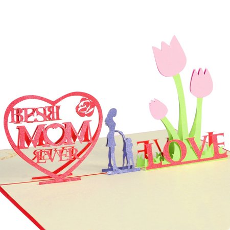 Mother's Day Cards with Envelope - Best Mom Ever - 3D Pop Up Greeting Cards for Mom's Birthday mothers day
