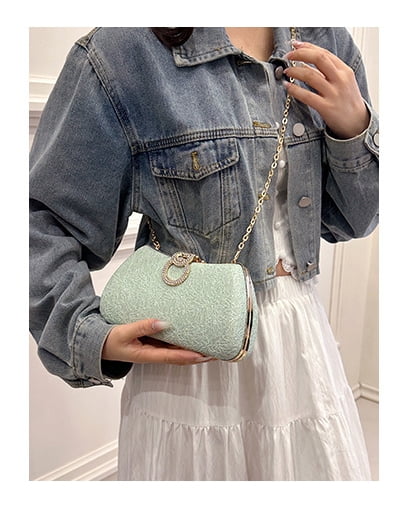 Women's Fashion Evening Bag Rhinestone Decrated Clutch Handbag with Chain