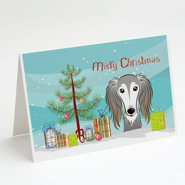 Caroline's Treasures Saluki Christmas Greeting Cards with Envelopes, 5" x 7" (8 Count)