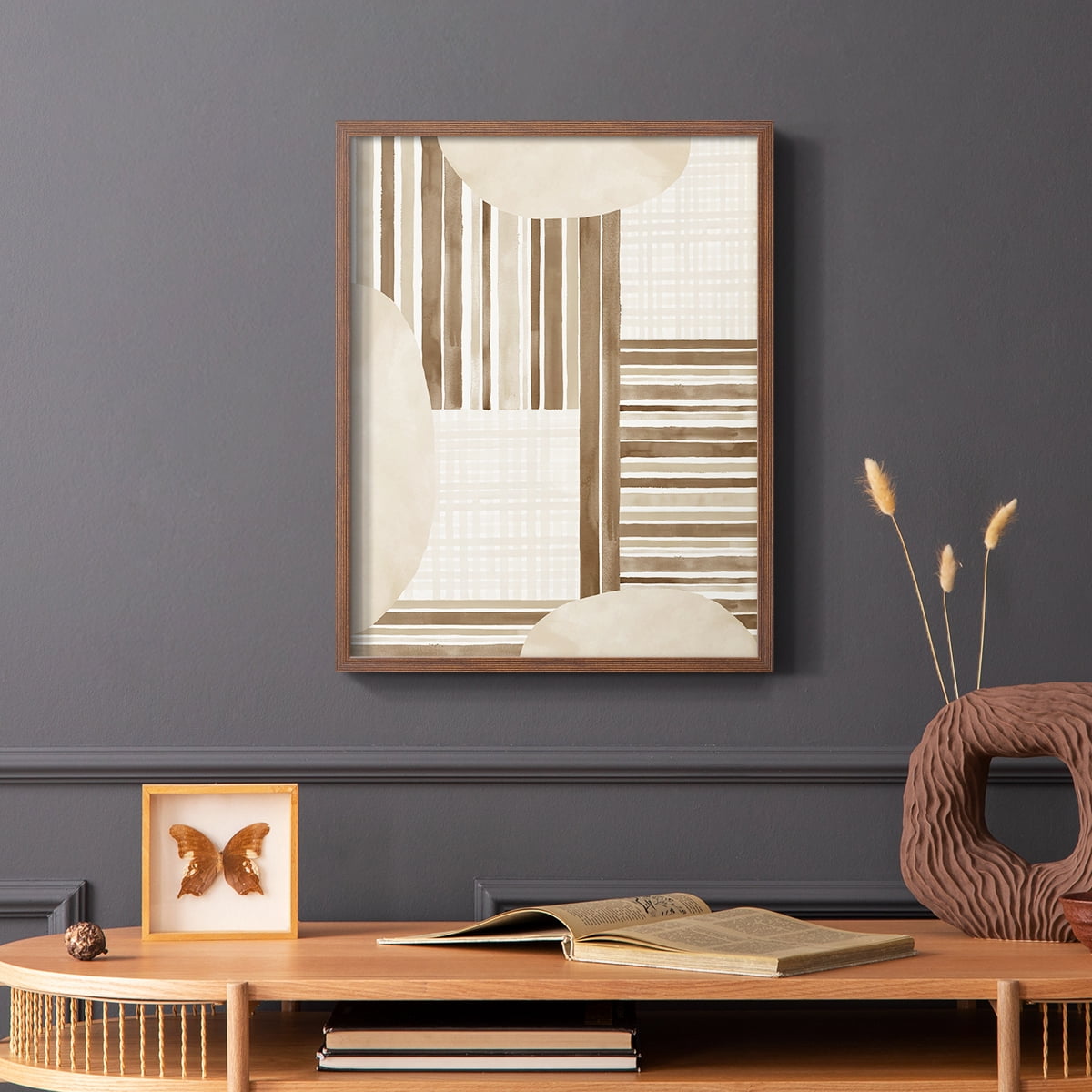 Neutral Stripes in Brown Solid Wood 8 x 10 Framed Print