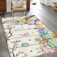 thumbnail image 2 of Area Rug for Living Room, Beige Easter Bunny Non-Slip Indoor Large Carpet for Bedroom/Dining Room, Spring Easter Eggs Floral Wooden Washable Low-Profile Rectangle Floor Mat Runner Rugs - 2.7 x 5 Ft, 2 of 8