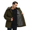 thumbnail image 3 of WenVen Men's Winter Coat Puffer Jacket Warm Waterproof Parka with Removable Hood Army Green 3XL, 3 of 11