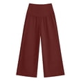 thumbnail image 4 of Amzcrzy Maternity Pants High Waist Over Belly Wide Leg Trousers Pants for Women with Pockets High Elastic Breathable Straight Leg Summer Pants for Pregnancy Red 2XL, 4 of 7