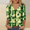 thumbnail image 2 of FAIWAD T-Shirts Grande Taille pour Femmes, Col en V, Manches 3/4, Décontracté, Ample, Mignon, 2 of 5