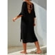thumbnail image 5 of Vestido para Mujer con Escote en V, Media y Abertura Lateral. Negro S, 5 of 8