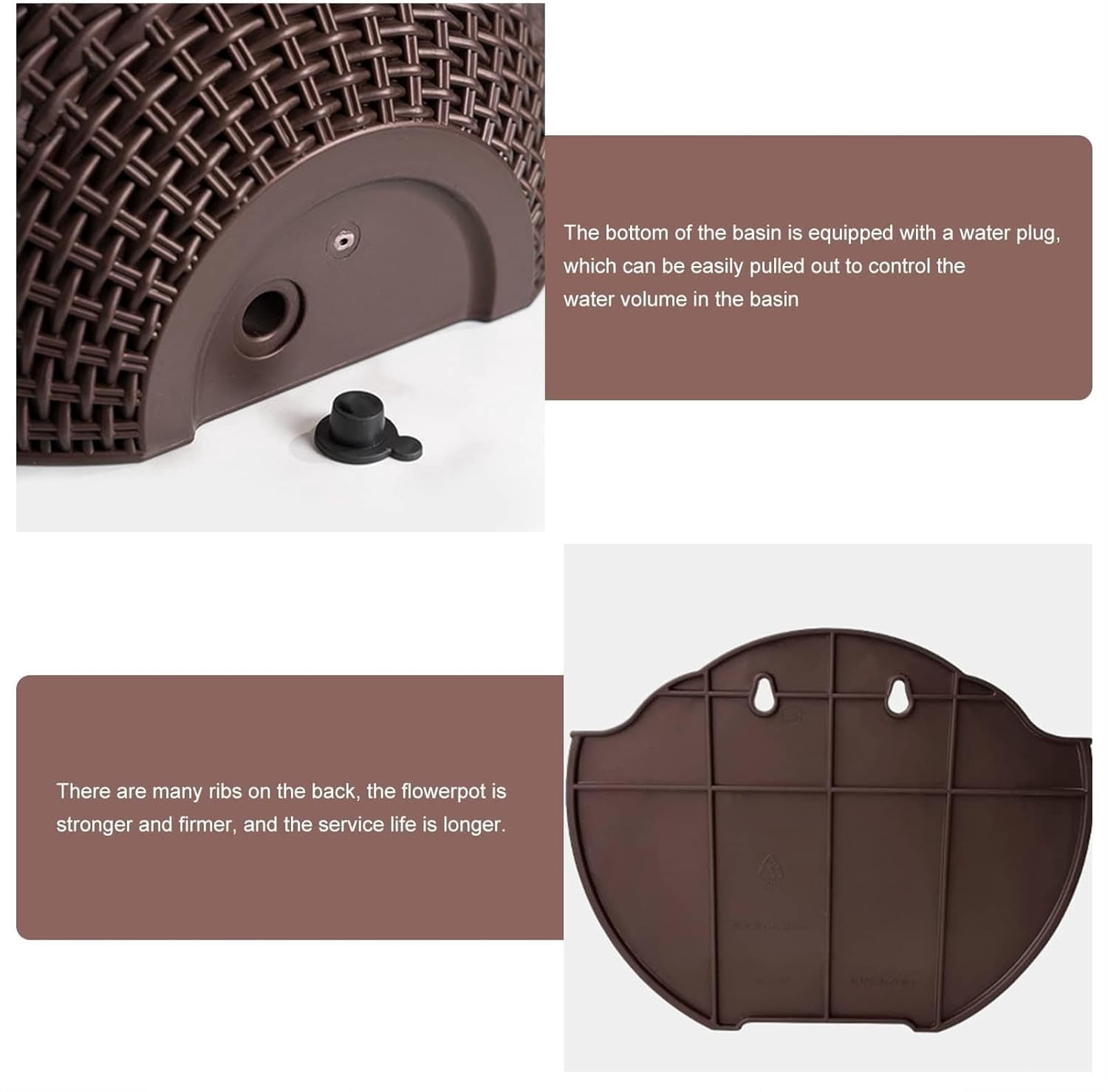 Generic Hanging Wall Planter 2Pcs Imitation Rattan Semicircle
