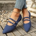 thumbnail image 5 of Widestep Shoes for Women, Woman Mary Jane, Womens Slip On Walking Shoes, Suede Flat Shoes for Women Dressy Pointed Toe Comfortable Work Business Casual Flat Shoes With Strap, Blue 9, 5 of 9