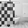 thumbnail image 2 of Yayeee Shower Curtain with Hooks 72"x72" Waterproof Fabric Bathroom Hanging Decor, Black and Grey Plaid Pattern, 2 of 5