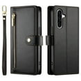thumbnail image 2 of For Samsung Galaxy A26 5G / A16 / A17 4G 6.7-inch Wallet Case for Women Men Multi-Card Slots Zipper Pocket Lanyard Strap Wristlet Leather Phone Case,Black, 2 of 7