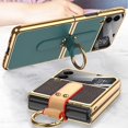 thumbnail image 2 of Case Compatible With Samsung Galaxy Z Flip 3 5g With Ring Strap, Hard Leather Protector, 2 of 5