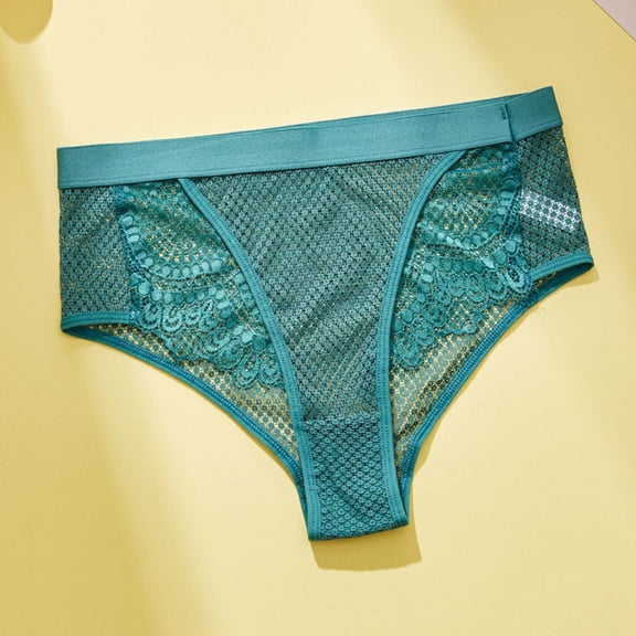 Uootdi Mesh Panel Thong Panties for Women Low Rise No Show Support Briefs Breathable Smooth Trendy Daily Intimates Gift