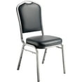 thumbnail image 2 of (Pack of 2) NPS® 9300 Series Deluxe Vinyl Upholstered Stack Chair, Midnight Blue Seat/Silvervein Frame, 2 of 5
