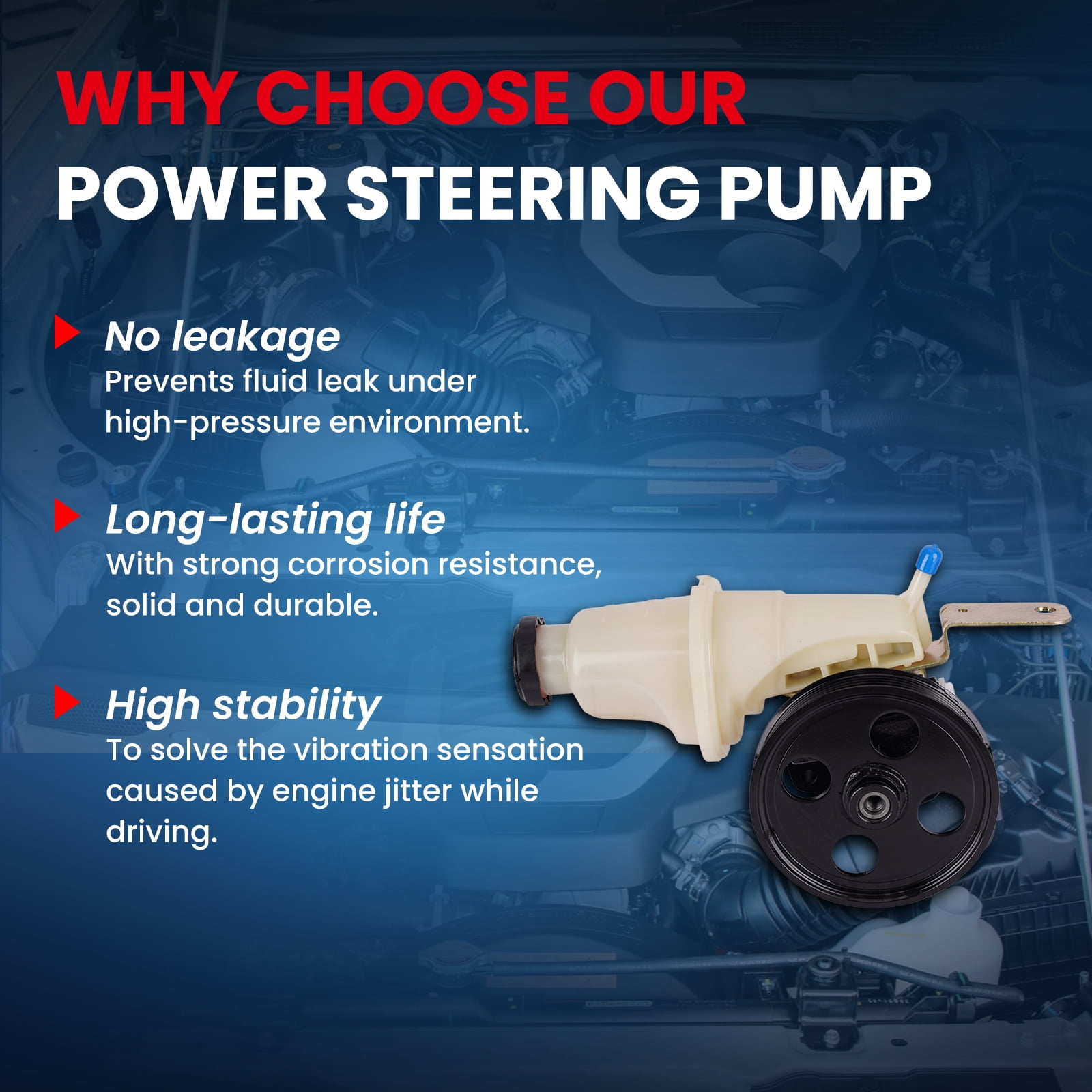 MOCA AUTOPARTS Power Steering Pump Fit for 2000-2003 Dodge Durango V8 4.7L & 2000-2004 Dodge Dakota V8 4.7L