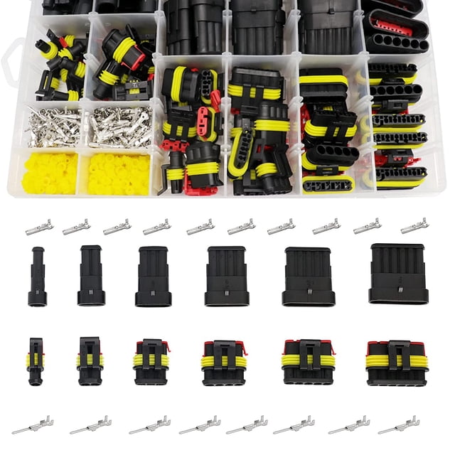 Desiderio - Kit de conectores impermeables de 708 piezas, terminal eléctrico impermeable para automóvil de 1/2/3/4/5/6 pines para scooter, automóvil, camión y barco