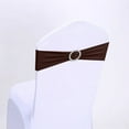 thumbnail image 4 of Chocolate Brown Spandex Chair Sashes, 14x5 Inch Rustic Stretch Bows with Sparkle Buckle, Vintage Farmhouse Wedding Decor, Thanksgiving Banquet, No Tie Elastic Band, 1 Pack, 4 of 5