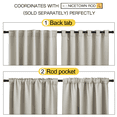 thumbnail image 5 of NICETOWN Solid Blackout Curtains Modern Room Darkening Backtab/Rod Pocket Curtains for Bedroom, W34 x L48, Set of 2, Natural, 5 of 8