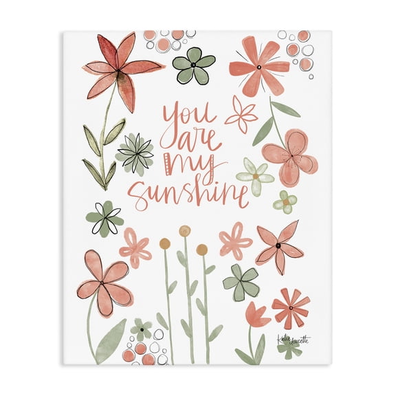 Stupell Industries Cottage You Are Sunshine with Florals Canvas Art, 16 x 20, by Katie Doucette