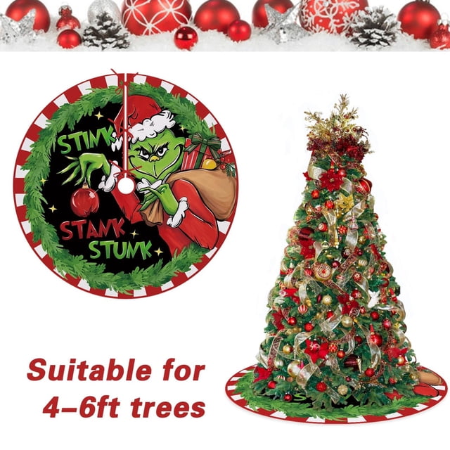 Christmas Decorations Clearance!! Christmas Tree Skirt, Red & Green Merry Christmas Tree Skirt Collar, Soft Xmas Holiday Decoration