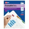 Avery 16281 1.25 in. Wide 1/5-Cut Printable Plastic Tabs with Repositionable Adhesive - Assorted Colors (96/Pack)