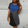 thumbnail image 4 of Robe d'Été pour Femmes 2024 Mode Grande Taille Loisirs Dentelle Manches Courtes Col Rond Couleurs Contrastées Robes 50 % de Réduction Liquidation!, 4 of 6