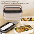 thumbnail image 3 of Double Layer Lunch Box, 1400ml Stainless Steel Bento Box Leakproof Lunch Box Divided Food Meal Storage Containers Microwave Safe Food Container Breakfast Box For Office Picnic, 3 of 8