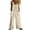 Beige, variant on Women's Casual Overalls One Piece Sleeveless Jumpsuits Cotton Linen Wide Leg Button Baggy Long Pant Rompers with Pockets