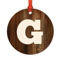 thumbnail image 1 of Metal Christmas Ornament, Monogram Letter G, Rustic Wood, Includes Ribbon and Gift Bag, 1 of 2