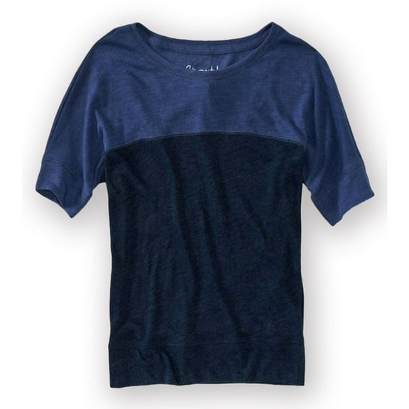 Aeropostale Womens Stripe Lightweight Ss Graphic T-Shirt, Blue, Juniors, Medium