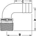 thumbnail image 2 of Groco PTHC Bronze Standard Flow 90 Degree Pipe-to-Hose Adapter with NPT Thread, 2 of 2