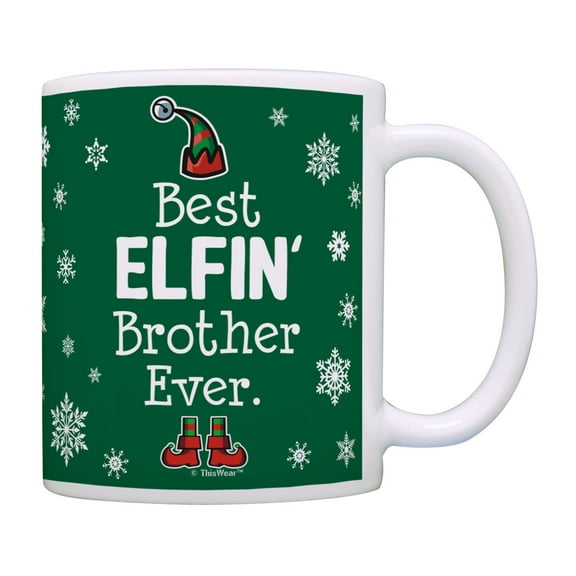 ThisWear Christmas Brother Gifts Best Elfin Brother Ever Brother Sister Gifts Coffee Mug Green