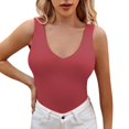 thumbnail image 1 of Gibobby Verano mujer sin mangas Sexy cuello en V profundo Color sólido camiseta sin mangas Casual Slim chaleco blusa(Rojo,XG), 1 of 5
