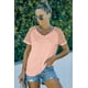 thumbnail image 3 of ABPHQTO Camiseta rosa de manga raglán a rayas para mujer, 3 of 5