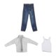 thumbnail image 3 of Figuras de acción 1:12, conjunto de camisa y pantalones , decoración de muñecas suaves, modelo, accesorios de disfraz, ropa corporal masculina azul rasgado, 3 of 8