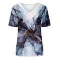 thumbnail image 4 of ICHUANYI Clearance Women V-neck Floral Print T- Fashion Comfortable Female Blouses Tops(Navy, L) ICHUANYI WER2023081000066, 4 of 5