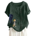 thumbnail image 4 of LOVZFMLL Women's Summer Tops Fashion Summer Round Neck Leisure Short Sleeve Printed Buttons Tops, 4 of 5