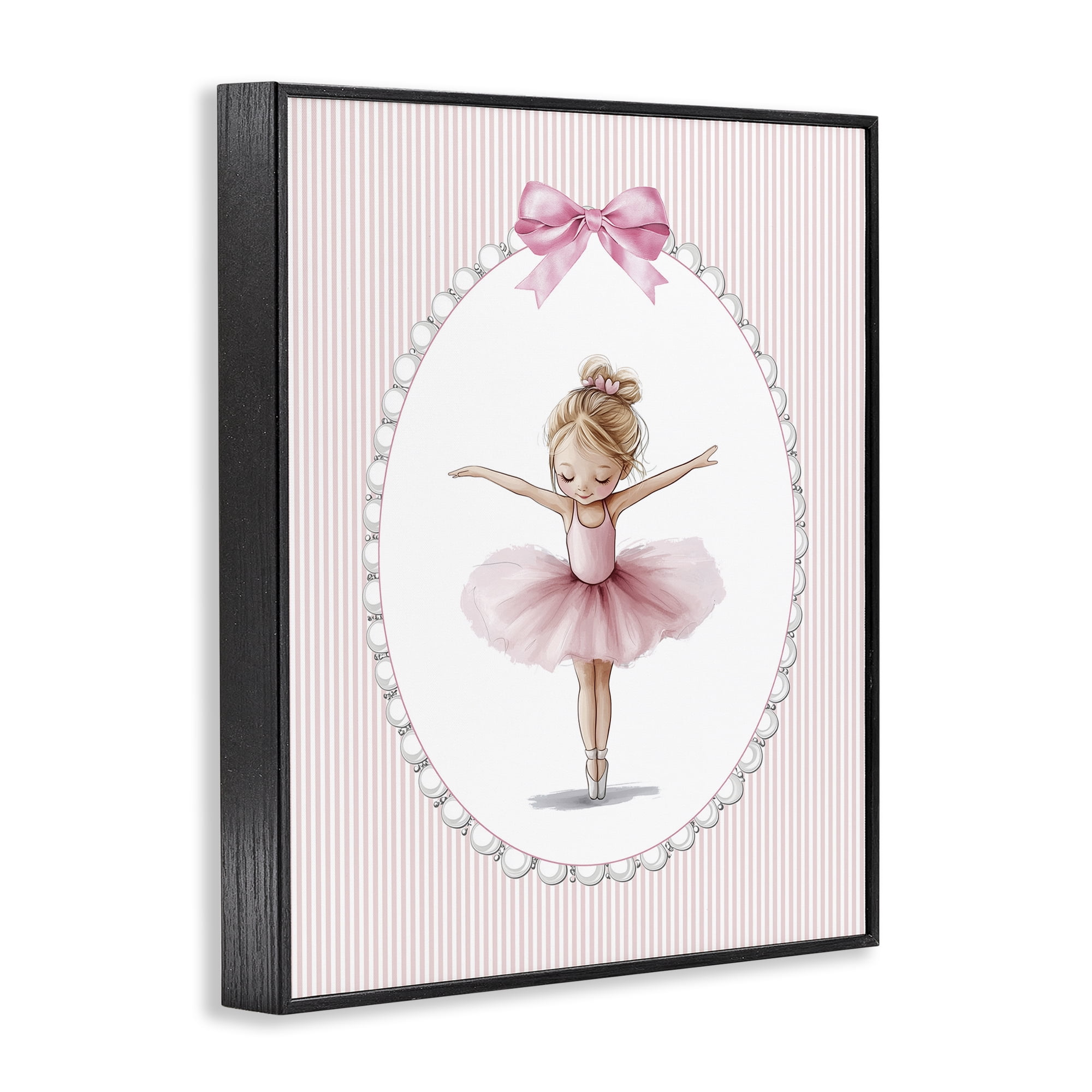 Stupell Industries Dancing Pink Ballerina Black Framed Giclee Art, design by Christine Simpson Art