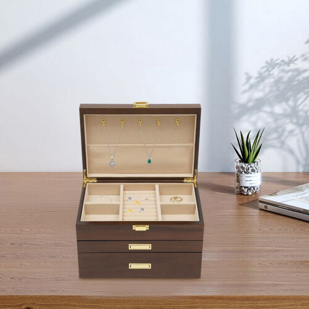 28-Slot Men Watch Box Wooden Display Case Organizer Show Tray Jewelry Storage
