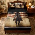 thumbnail image 2 of Erosebridal Western Cowboy Zipper Queen Comforter Set with Fitted Sheet and 2 Pillowcases for Boys Men, Vintage American Flag Zipper Bedding Set, Black Reversible, 4pcs, 2 of 7